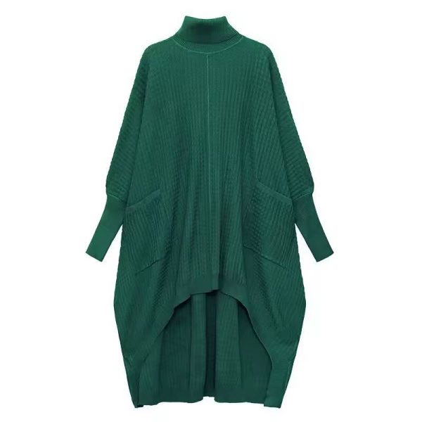 Casual Irregular Style Turtleneck Loose Sweater Dress - Image 10