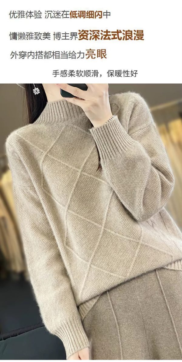 Casual Mock Neck Pullover Cashmere Warm Loose Sweater - Image 6