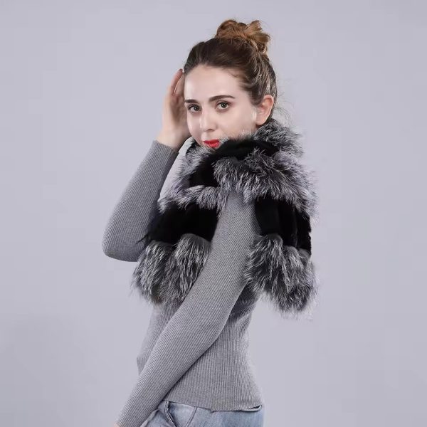 Casual Natural Genuine Rex Rabbit Real Fox Fur Scarf - Image 2