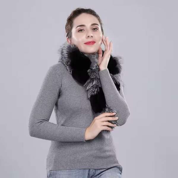 Casual Natural Genuine Rex Rabbit Real Fox Fur Scarf