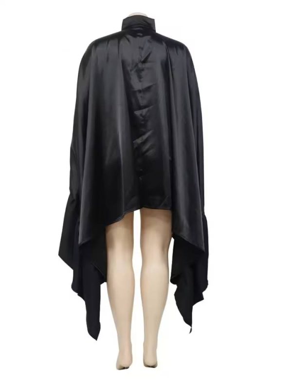 Casual Pleated Long Sleeve Cape Bat Plus Size Top - Image 6