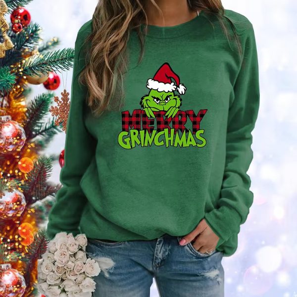 Casual Appliques Printed Pullover Long Sleeve Merry Christmas Sweatshirt - Image 2