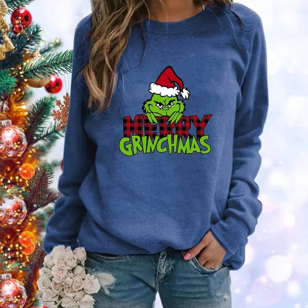 Casual Appliques Printed Pullover Long Sleeve Merry Christmas Sweatshirt