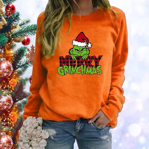 Casual Appliques Printed Pullover Long Sleeve Merry Christmas Sweatshirt - Image 4