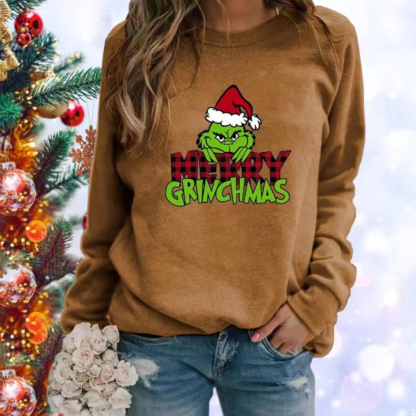 Casual Appliques Printed Pullover Long Sleeve Merry Christmas Sweatshirt - Image 6