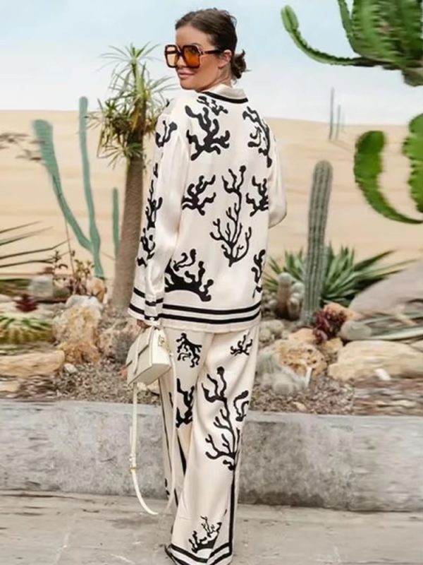 Casual Printing Long Pants And Long Sleeve Shirt 2 Pieces Sets - Image 5