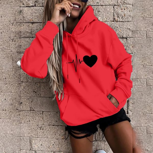 Casual Pullover Fun Print Hooded Sweatshirt Loose Sports Tops - Image 7