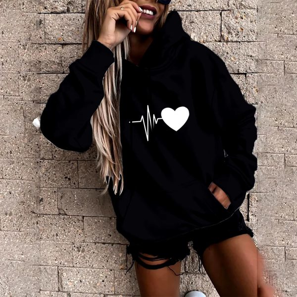 Casual Pullover Fun Print Hooded Sweatshirt Loose Sports Tops - Image 9