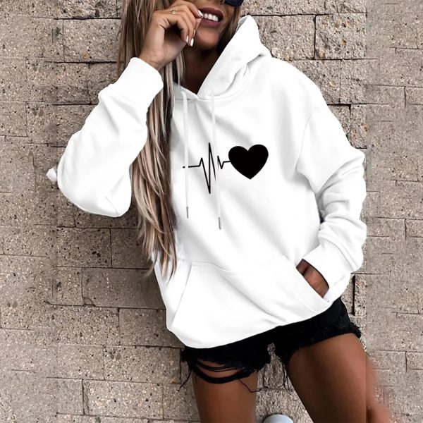 Casual Pullover Fun Print Hooded Sweatshirt Loose Sports Tops - Image 3