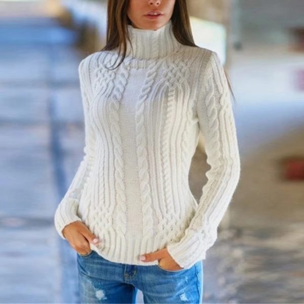 Casual Pullover Turtleneck Knitted Cashmere Sweater - Image 2