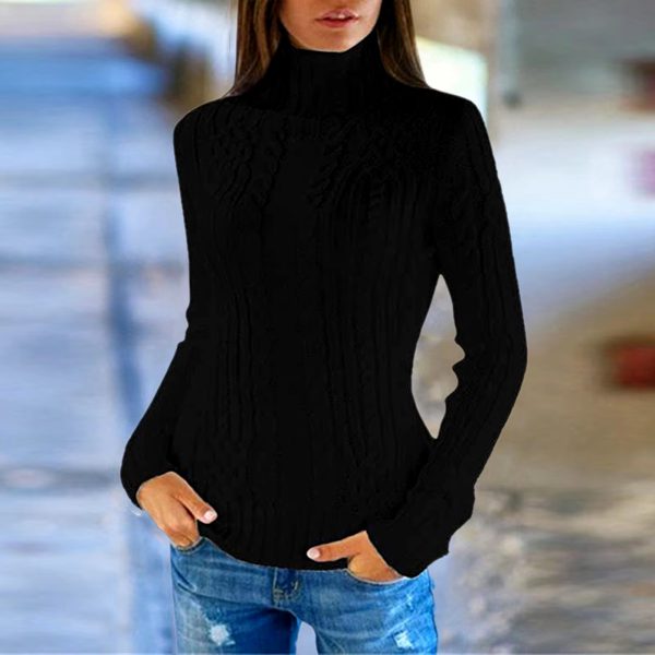 Casual Pullover Turtleneck Knitted Cashmere Sweater - Image 4