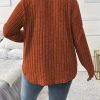 Casual Round Neck Long Sleeved Groove Plus Size T-shirt - Image 4