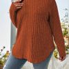 Casual Round Neck Long Sleeved Groove Plus Size T-shirt - Image 2