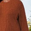 Casual Round Neck Long Sleeved Groove Plus Size T-shirt - Image 3