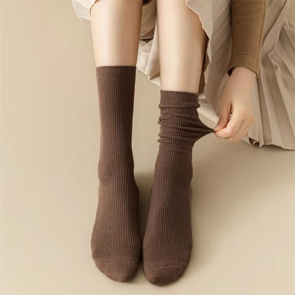 Casual Simple Solid Color Warm Middle Tube Cotton Socks