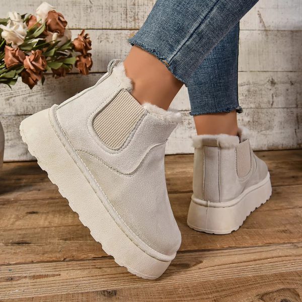 Casual Suede Fur Chelsea Ankle Flats Platform Short Plush Warm Snow Boots - Image 11