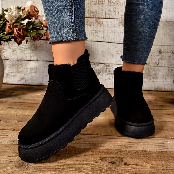 Casual Suede Fur Chelsea Ankle Flats Platform Short Plush Warm Snow Boots - Image 13