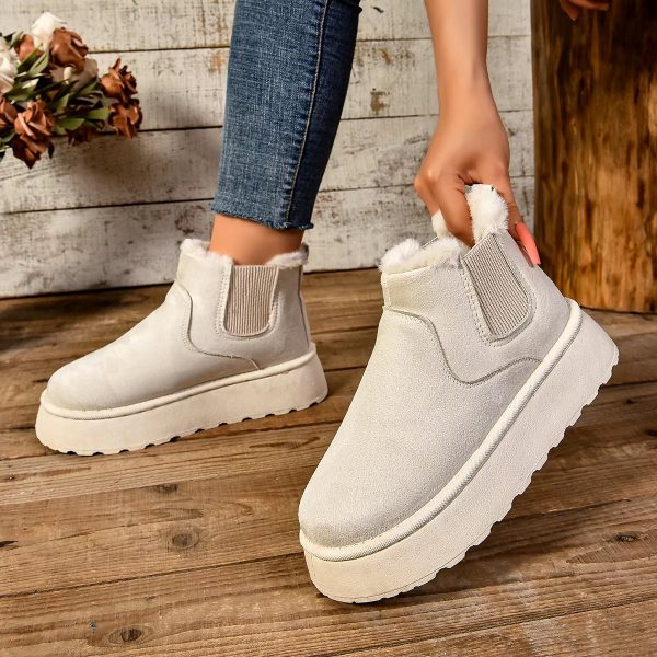 Casual Suede Fur Chelsea Ankle Flats Platform Short Plush Warm Snow Boots - Image 6