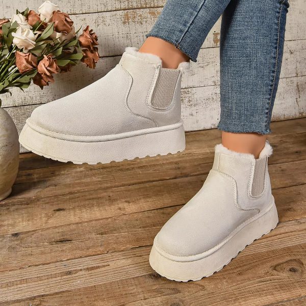 Casual Suede Fur Chelsea Ankle Flats Platform Short Plush Warm Snow Boots - Image 7