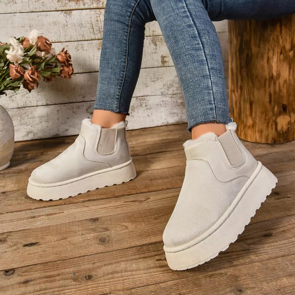 Casual Suede Fur Chelsea Ankle Flats Platform Short Plush Warm Snow Boots - Image 8