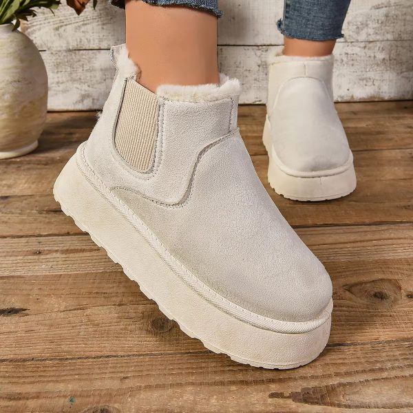 Casual Suede Fur Chelsea Ankle Flats Platform Short Plush Warm Snow Boots - Image 9