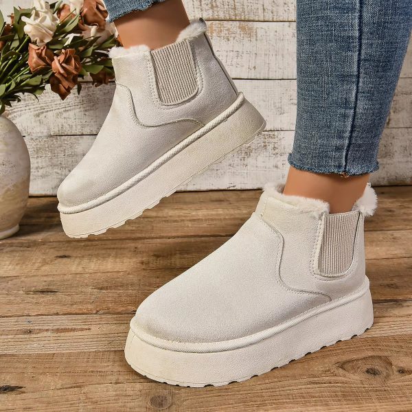 Casual Suede Fur Chelsea Ankle Flats Platform Short Plush Warm Snow Boots - Image 10