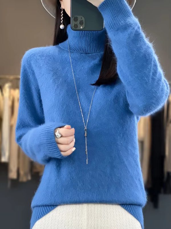 Casual Turn Down Collar Pullover Long Sleeve Cashmere Sweater - Image 20