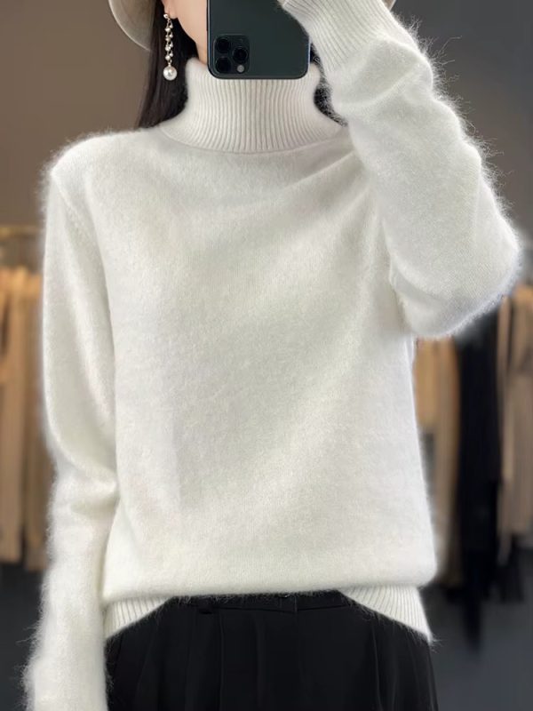 Casual Turn Down Collar Pullover Long Sleeve Cashmere Sweater - Image 16