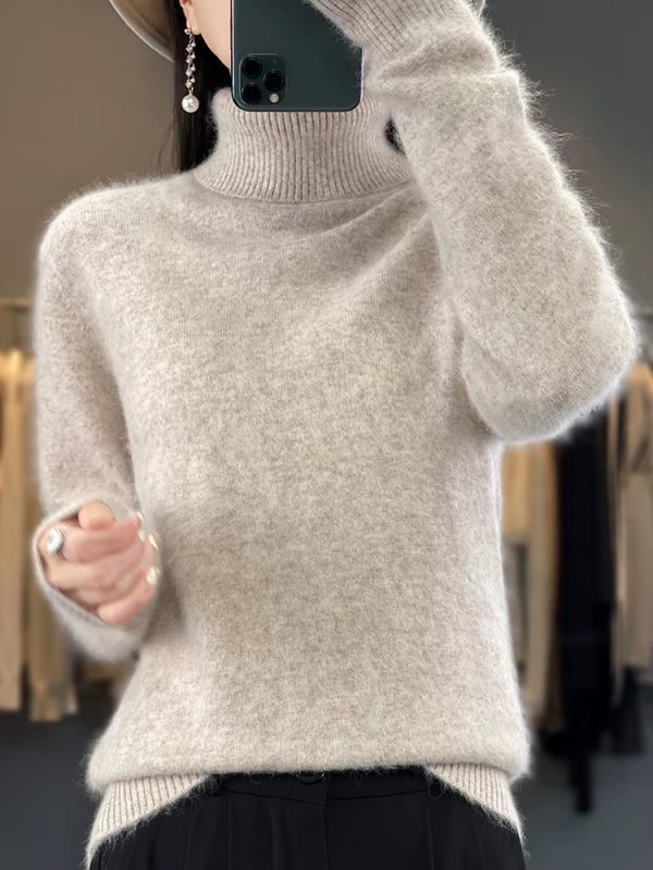 Casual Turn Down Collar Pullover Long Sleeve Cashmere Sweater - Image 9