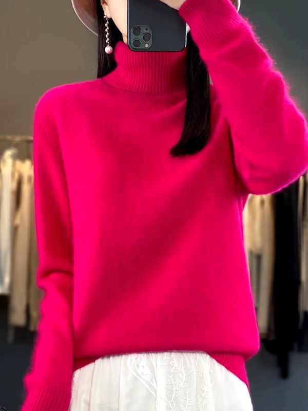 Casual Turn Down Collar Pullover Long Sleeve Cashmere Sweater - Image 8