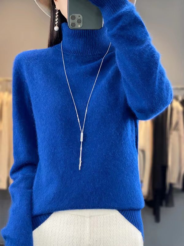 Casual Turn Down Collar Pullover Long Sleeve Cashmere Sweater - Image 6