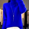 Casual Turn Down Collar Pullover Long Sleeve Cashmere Sweater - Image 15