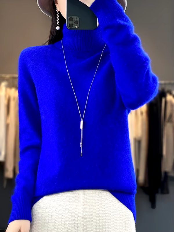 Casual Turn Down Collar Pullover Long Sleeve Cashmere Sweater - Image 15