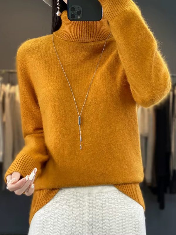 Casual Turn Down Collar Pullover Long Sleeve Cashmere Sweater - Image 10