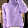 Casual Turn Down Collar Pullover Long Sleeve Cashmere Sweater