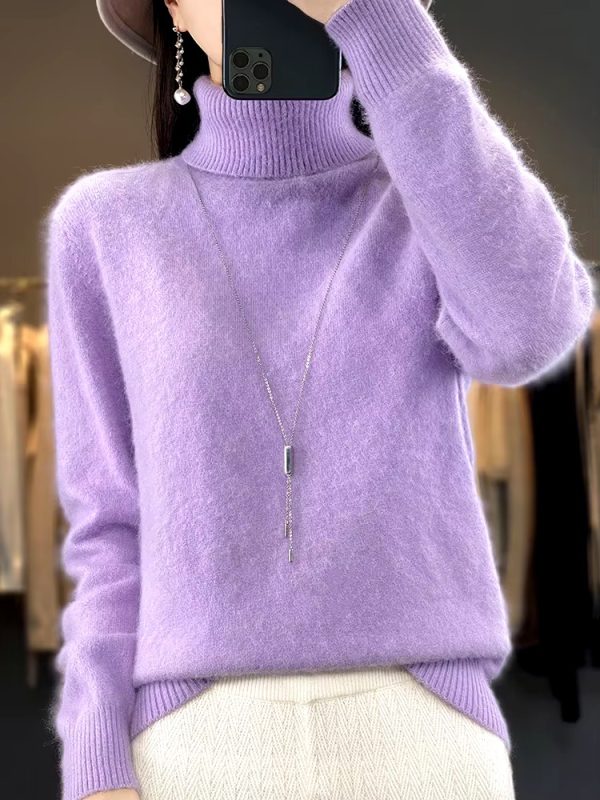 Casual Turn Down Collar Pullover Long Sleeve Cashmere Sweater