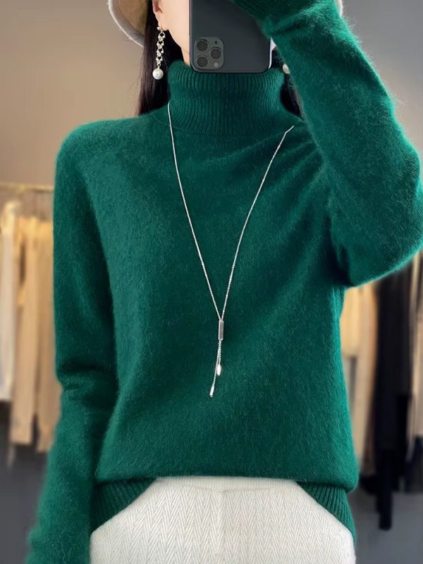 Casual Turn Down Collar Pullover Long Sleeve Cashmere Sweater - Image 21