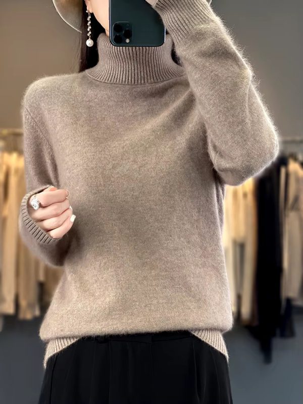 Casual Turn Down Collar Pullover Long Sleeve Cashmere Sweater - Image 22