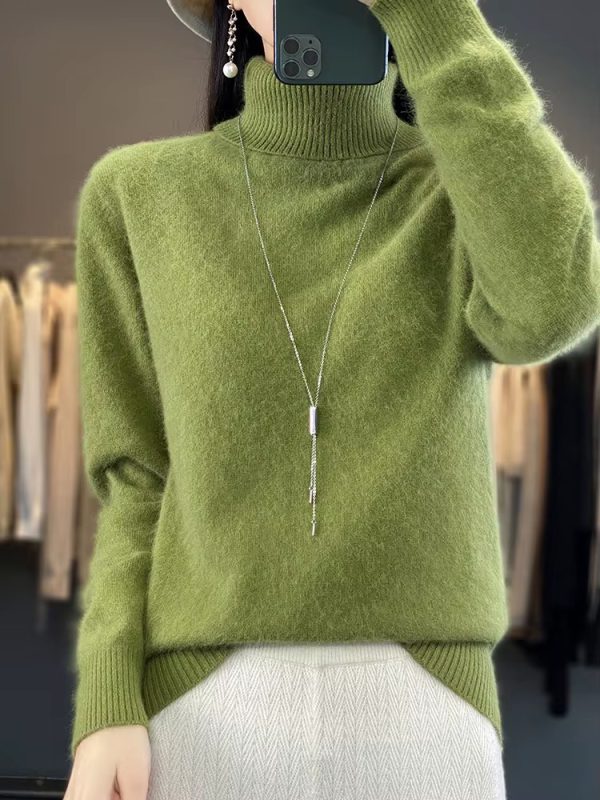 Casual Turn Down Collar Pullover Long Sleeve Cashmere Sweater - Image 18