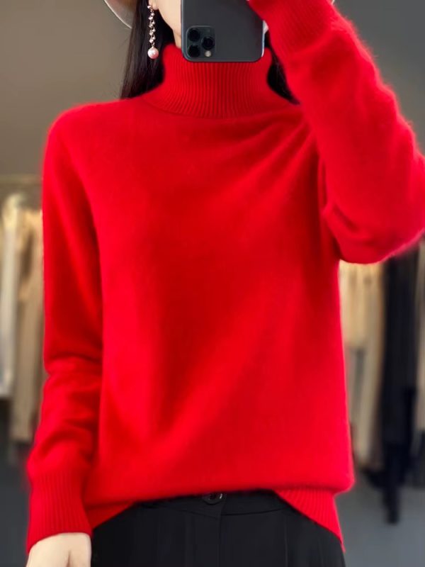 Casual Turn Down Collar Pullover Long Sleeve Cashmere Sweater - Image 19