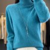Casual Turn Down Collar Pullover Long Sleeve Cashmere Sweater - Image 17