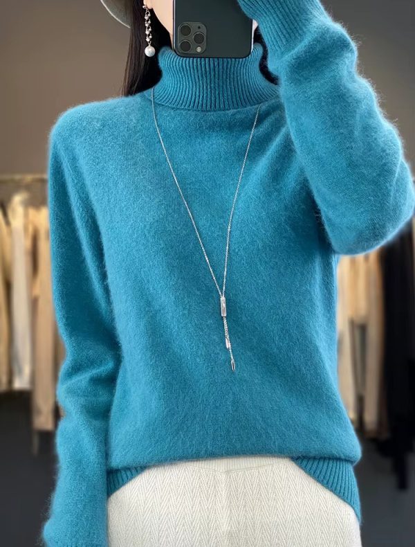 Casual Turn Down Collar Pullover Long Sleeve Cashmere Sweater - Image 17