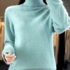 Casual Turn Down Collar Pullover Long Sleeve Cashmere Sweater - Image 13