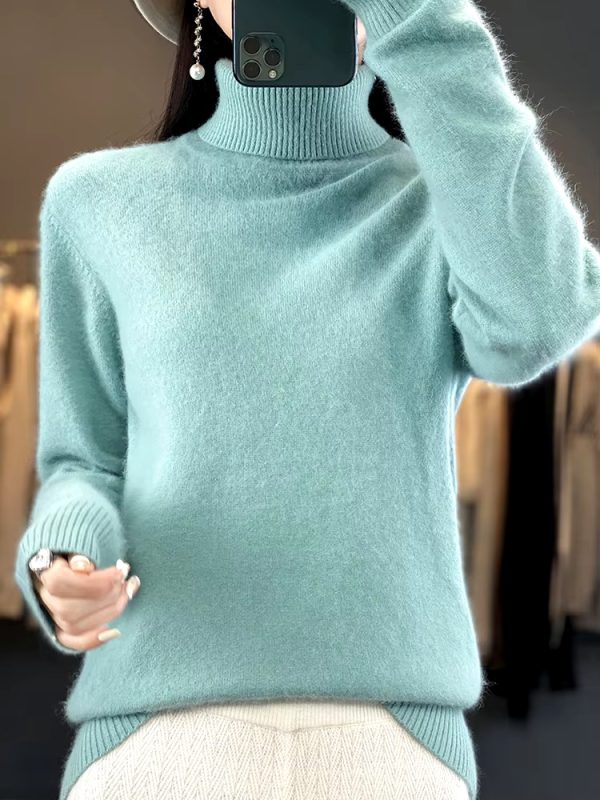 Casual Turn Down Collar Pullover Long Sleeve Cashmere Sweater - Image 13