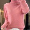 Casual Turn Down Collar Pullover Long Sleeve Cashmere Sweater - Image 4