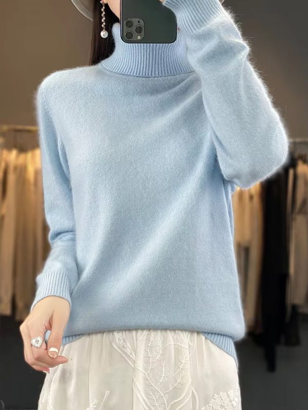 Casual Turn Down Collar Pullover Long Sleeve Cashmere Sweater - Image 12