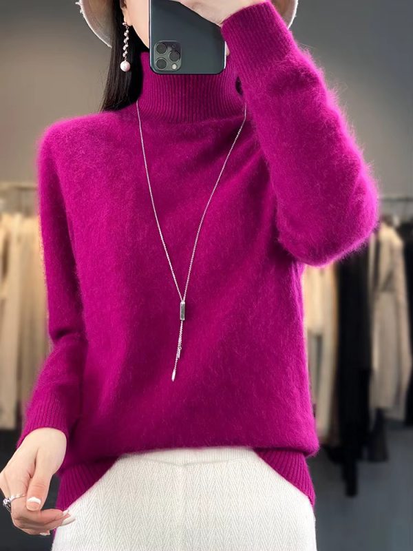 Casual Turn Down Collar Pullover Long Sleeve Cashmere Sweater - Image 23