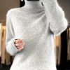 Casual Turn Down Collar Pullover Long Sleeve Cashmere Sweater - Image 5
