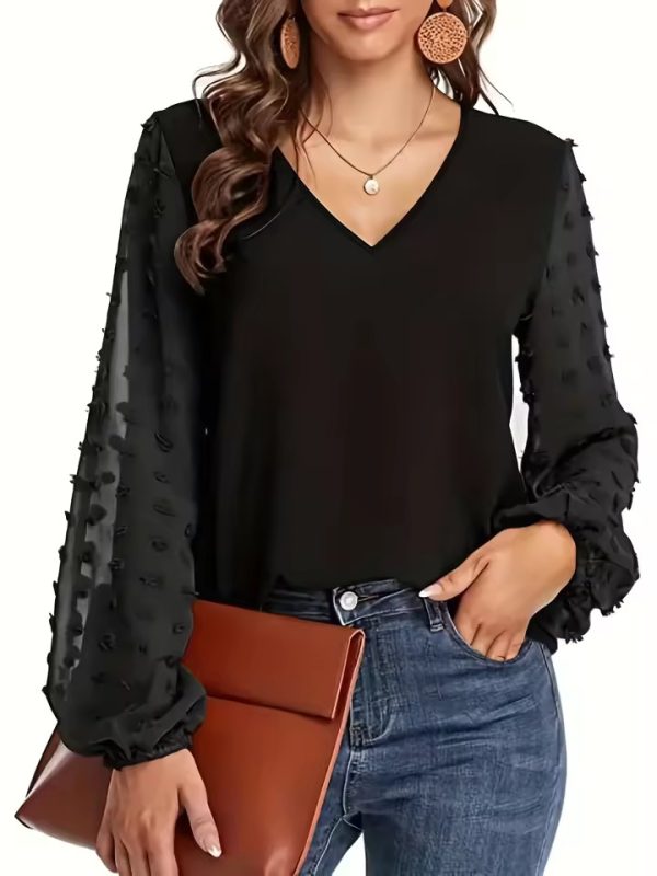 Casual V-Neck Slight Stretch Loose Fit Plus Size Shirt - Image 5