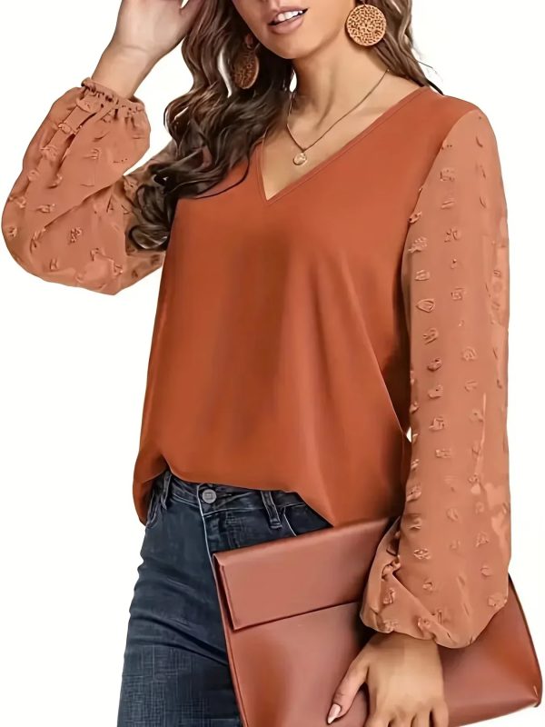 Casual V-Neck Slight Stretch Loose Fit Plus Size Shirt